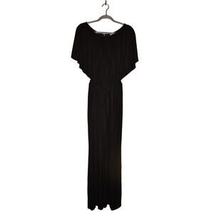 TRINA TURK NEW $378‎ Black Flutter Sleeve Belted Wide Leg Jumpsuit Size 2
